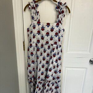 JCrew Midi Dress White Paisley